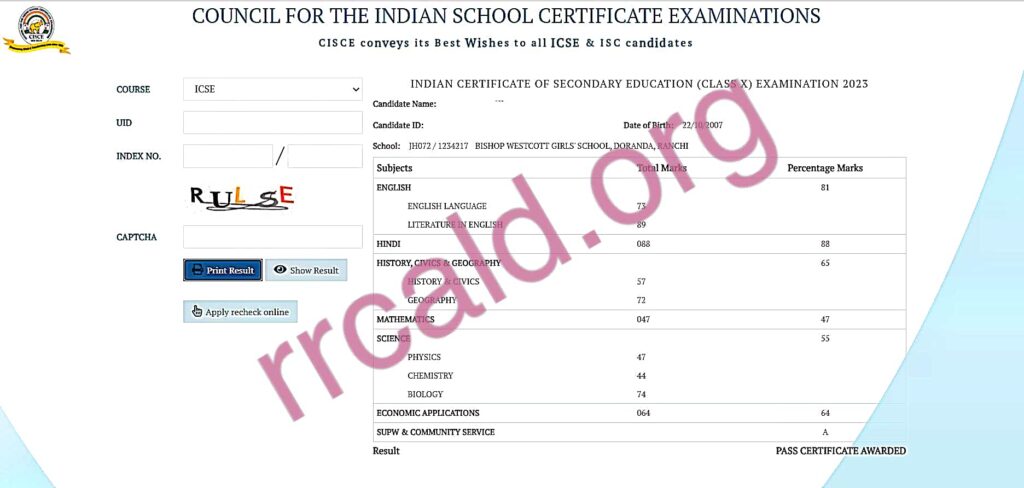 ICSE 10th Result 2023 Check Here